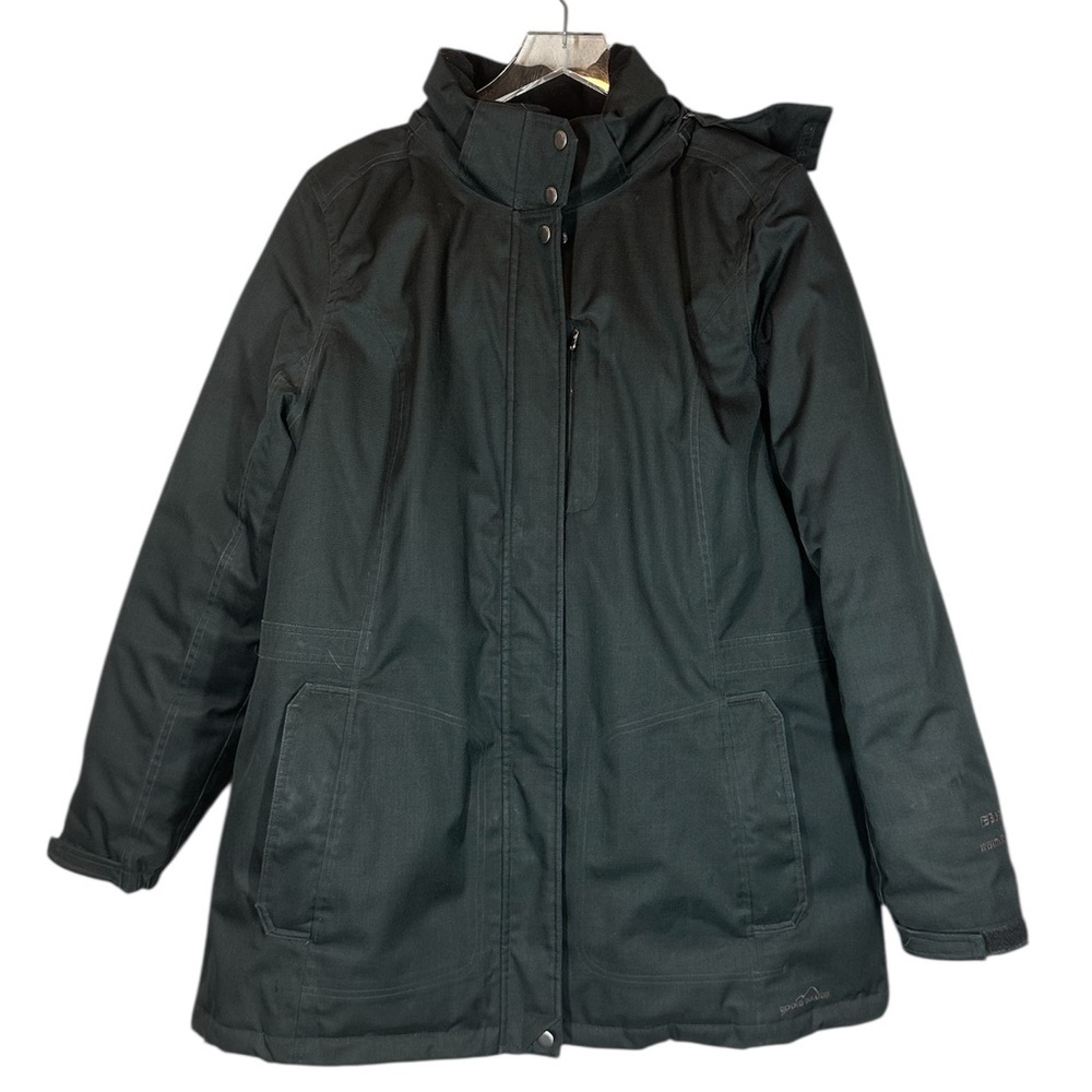 EDDIE BAUER Women’s XL EB600 Weather Edge Black Down Parka with Fur Lined Hood